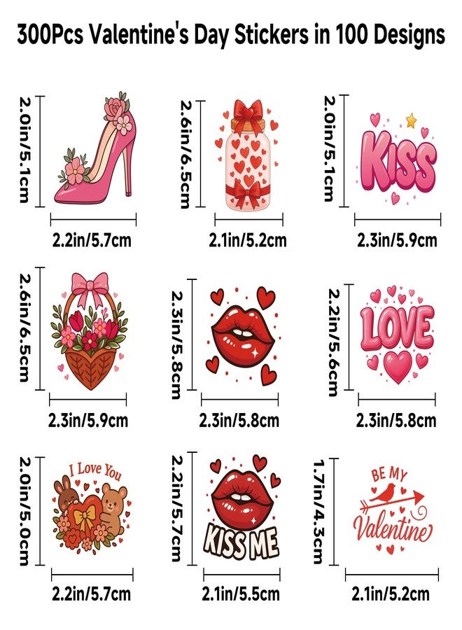 Alynta 300Pcs Valentine's Day Stickers - Valentines Vinyl Water Bottle Stickers Waterproof Heart Sticker Love Sticker for Scrapbook Laptop Notebook Luggage Valentines Day Decorations - Image 2